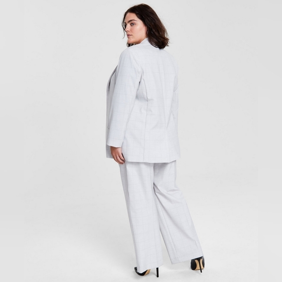 Calvin Klein Plus Size Windowpane Pantsuit sz 18 - Picture 2 of 11